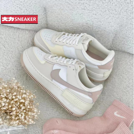 NIKE AIR FORCE 1 SHADOW AF1 女鞋 灰粉 奶油【FN3444-121】奶茶 白粉紫