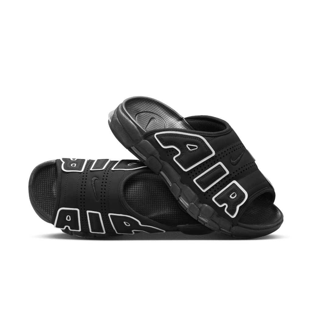 NIKE AIR MORE UPTEMPO SLIDE 黑白 大AIR 運動 氣墊 休閒 拖鞋【DV2132-001】