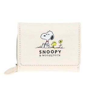 【艾模玩】日本正版 全新現貨 日本 sun-star 刺繡 三折錢包 nlc 史努比 snoopy 嚕嚕米 水藍