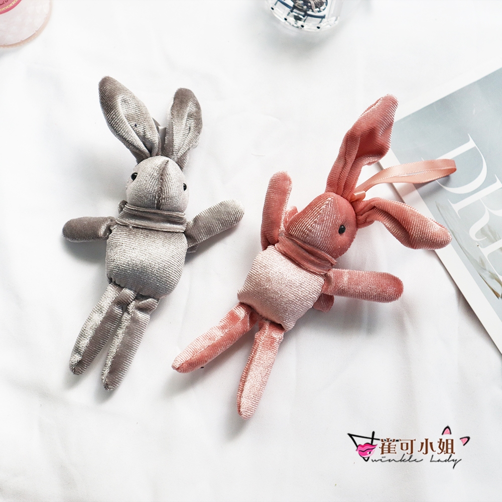 【崔可小姐】實拍 絨布可愛兔 兔子  長耳兔 韓國絨掛件 包包吊飾 配件 鑰匙圈 情人節禮物【XA0003】
