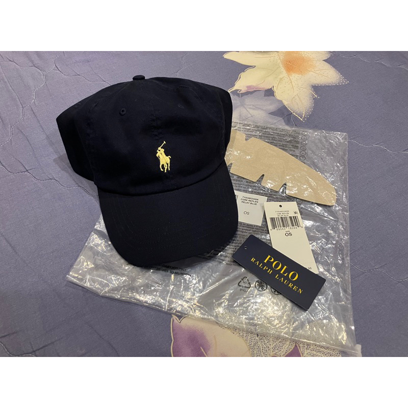 Polo Ralph Lauren 淡黃色刺繡小馬 深藍色（Relay Blue）老帽／棒球帽 成人款