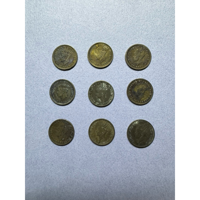 銀幣，英屬馬來亞喬治六世1943-1945（包漿）