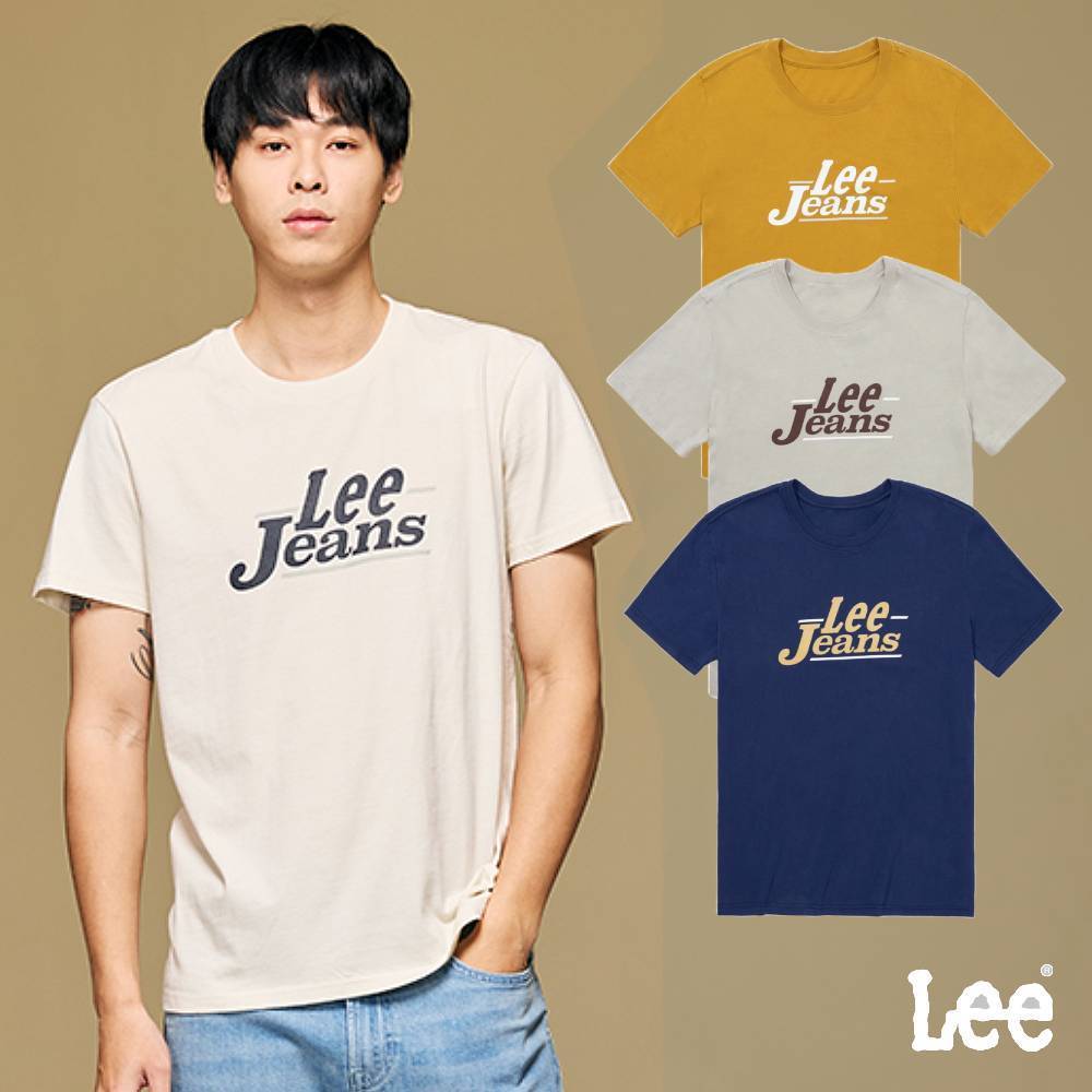 Lee JEANS 短袖T恤 男 米白 芥黃 灰白 深藍 LB402027