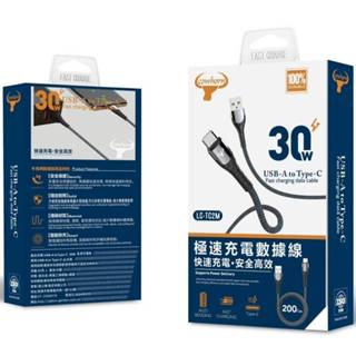 牛角編織傳輸充電線 灰色1M/2M USB TO Type-C & USB TO Lightning~ 30W