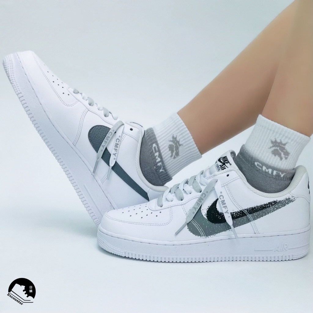 【JP】NIKE AIR FORCE 1 雙勾 噴漆 潑墨 白色 男女款 FD0660-100