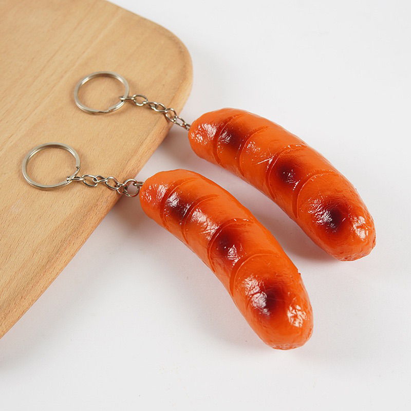 區肯 仿真食物 烤香腸 造型鑰匙圈 吊飾