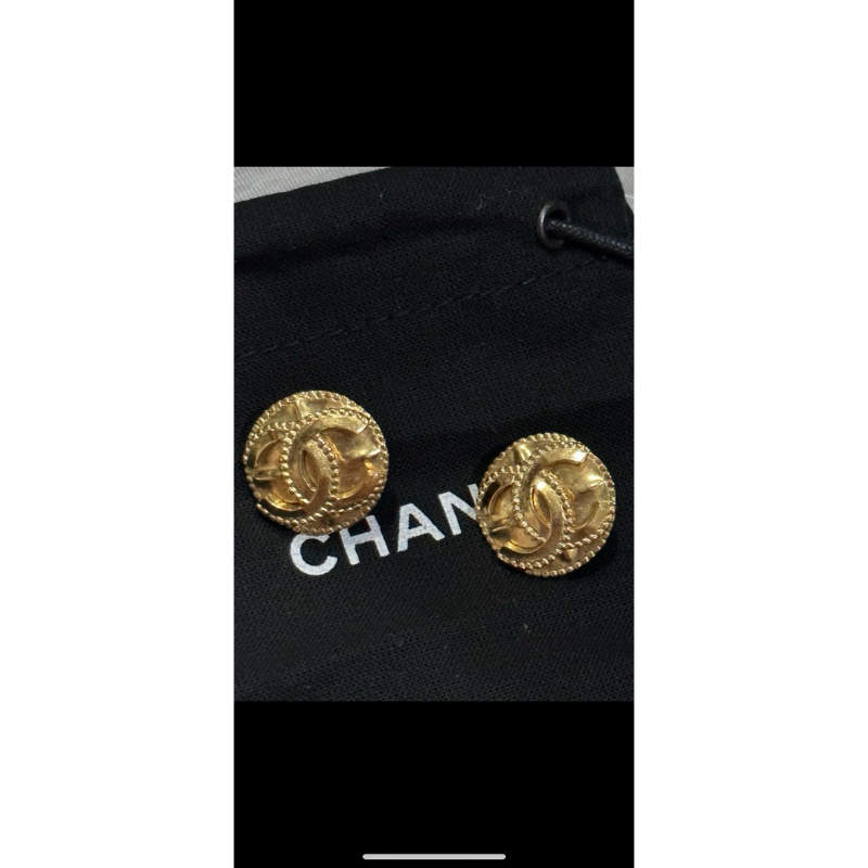 Chanel vintage 耳環 金色 夾式