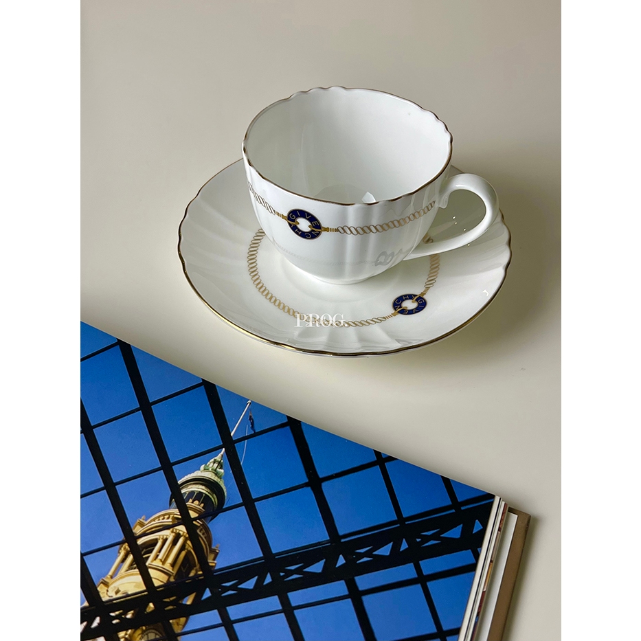 中古/ 日法1980s Givenchy x Yamaka 品牌聯名 骨瓷中古咖啡杯盤組 紀梵希稀有款 貝殼杯
