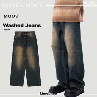 ☆LimeLight☆ KOREA MOOS 刷黃 銹土 復古感 直筒牛仔褲 寬鬆 水洗 做舊 MOOS-P002