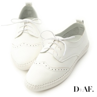 D+AF [現貨快出] 牛津鞋 平底鞋 小白鞋 綁帶 雕花 3色 [舒活印象]
