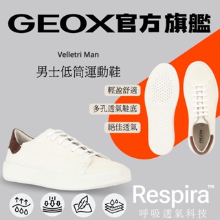 【GEOX】男士低筒運動鞋｜白/棕 RESPIRA™ GM3F114-06
