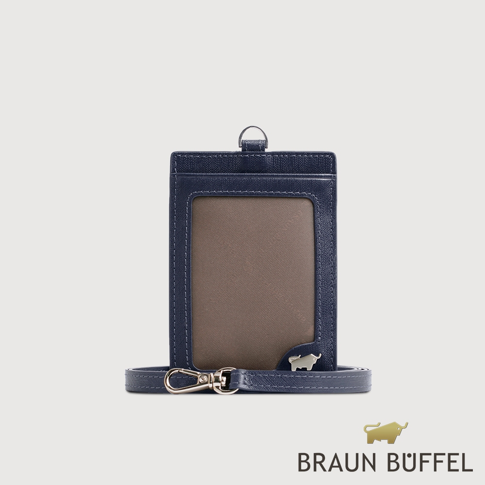 【BRAUN BUFFEL 德國小金牛】台灣總代理 HOMME-M 壓紋證件夾-藍色/BF306-600-MAR