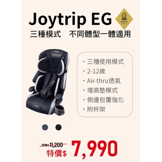 康貝 Combi Joytrip EG 成長型汽車安全座椅-動感黑/跑格藍(贈 尊爵卡)【頑皮寶貝】