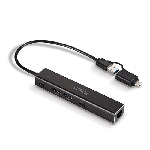 【 大林電子 】 Esense 逸盛 USB轉RJ45+2A2C USB3.0 HUB 01-RJC405BK