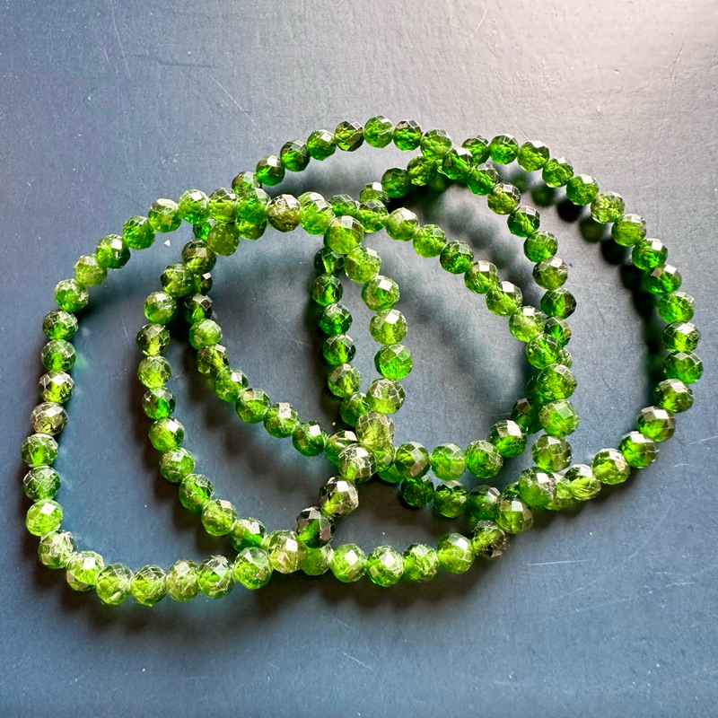 小極品-墨綠色乾淨 閃亮亮鑽石刻面綠透輝5mm+（單圈）手珠手鍊DIY串珠隔珠手鏈/腳鍊/耳環/項鍊•