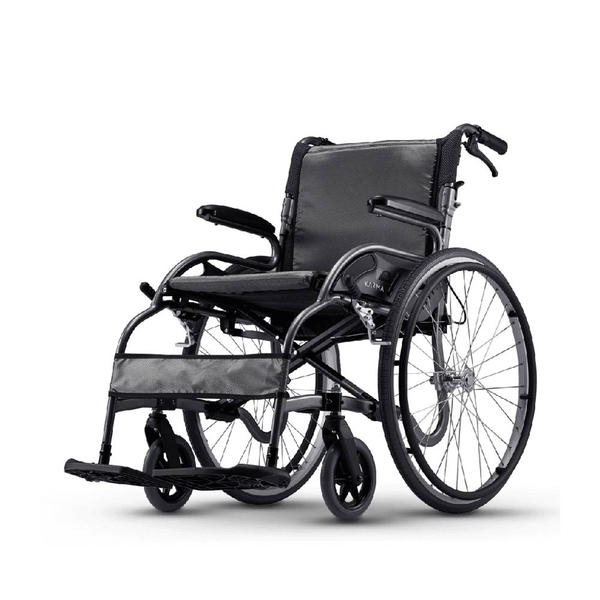 【輪椅B款】康揚 KM-1504 星鑽輪椅 異形強化骨架 18吋座寬 銀黑座墊 (單台)
