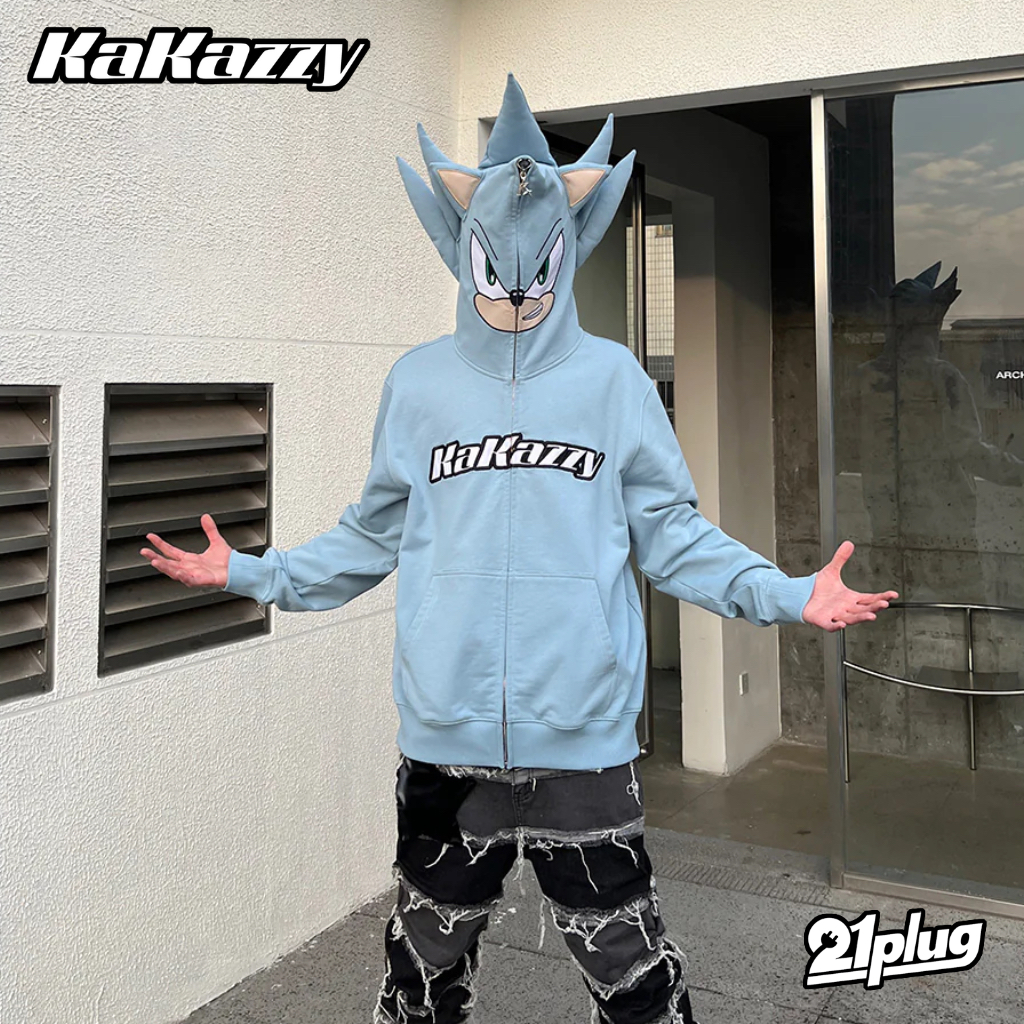 【21plug🔌】Kakazzy - 淺藍索尼克 連帽外套 音速小子 造型拉鍊外套
