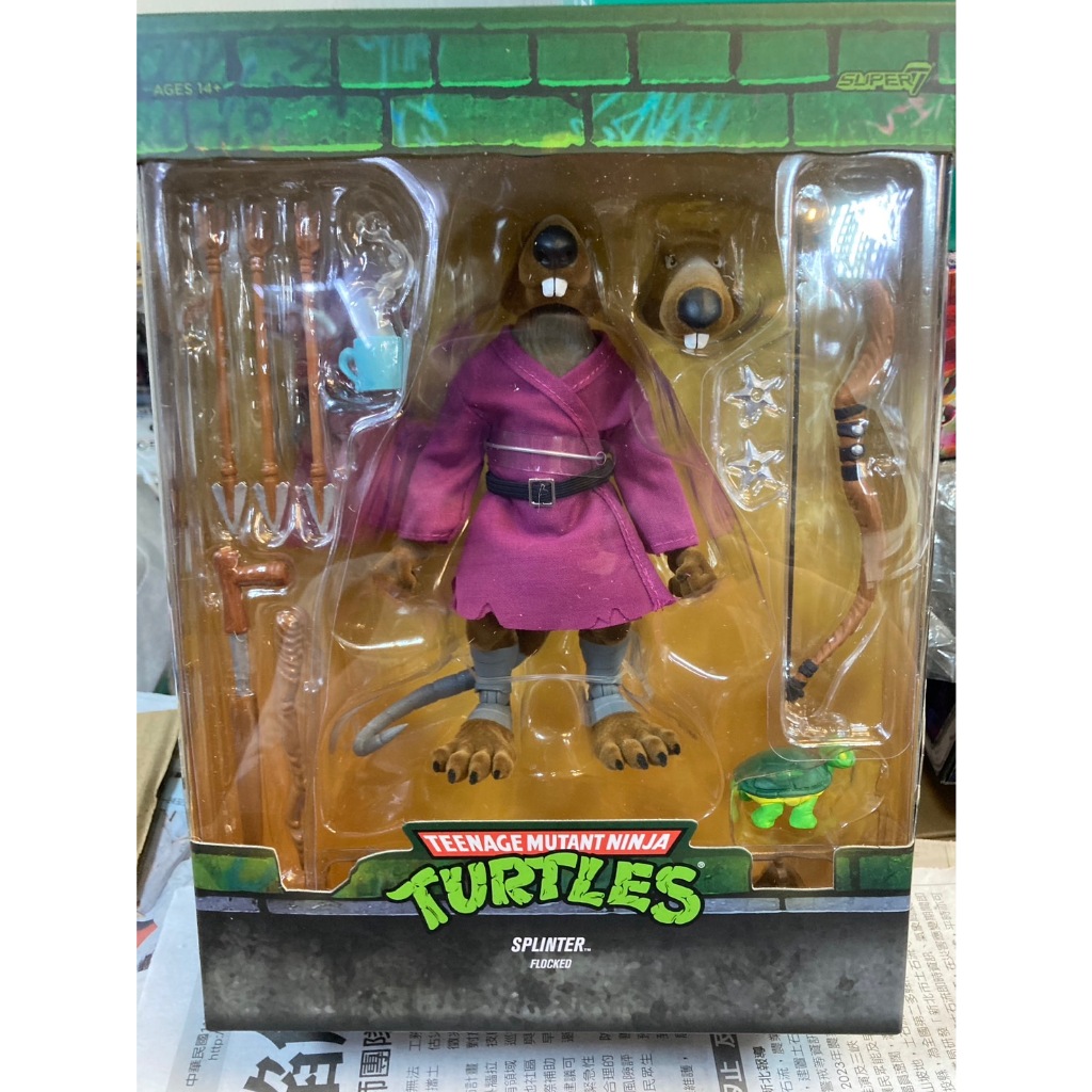 全新現貨 SUPER7 7吋 TMNT 忍者龜 史林特 斯普林特 老鼠師傅 毛絨版 可動完成品