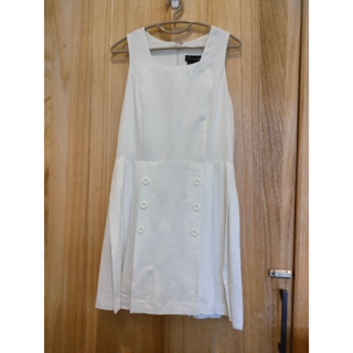 Theme 香港品牌 女版氣質洋裝 無袖白色洋裝