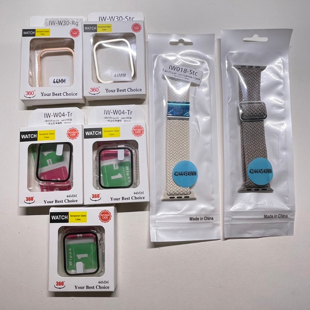 【全新、二手】AppleWatch SE／蘋果手錶／錶帶／編織錶帶／保護殼／鋁合金保護殼／手錶殼／44mm