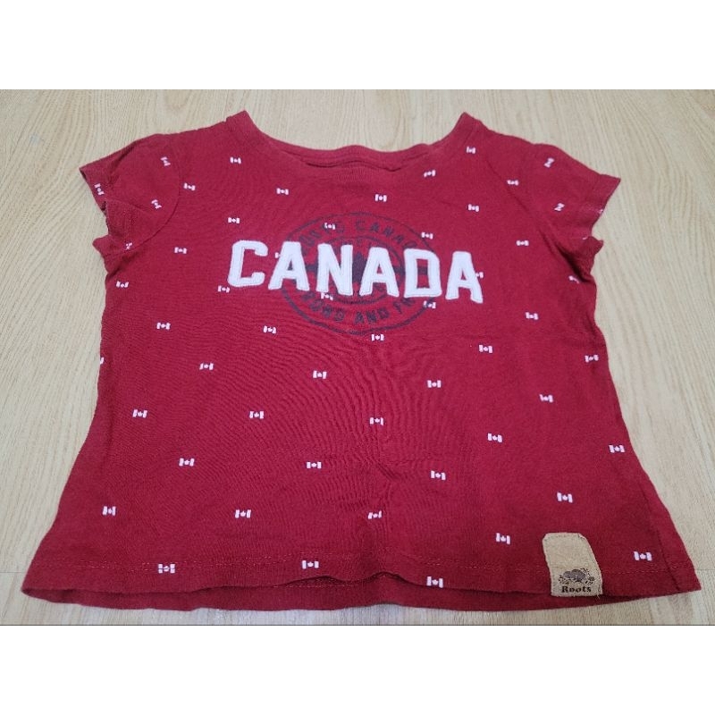 🍁 roots kids小童 女童 紅 滿版 楓葉 Canada 短T 短袖 T恤 2 2y