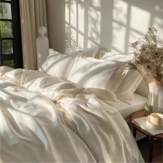 Arvo Home 絲滑緞面床包被套4件組 冷調混搭風 好眠寢具 細柔舒適透氣 極簡素色床組 夏季冰絲 裸睡床包