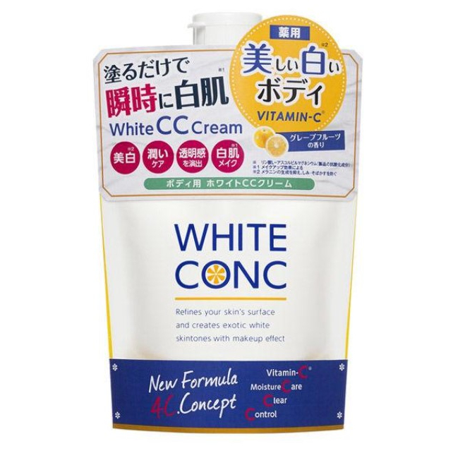 【喵喵】日本white conc美白cc霜 身體乳 全身vc素顏霜一抹白 200g 滋潤保濕不假白 清爽亮白