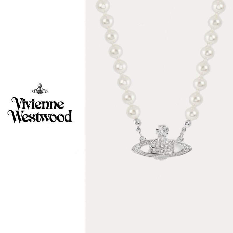 ▪️現貨▪️正品Vivienne Westwood薇薇安MINI BAS RELIEF CHOKER 珍珠鑲鑽土星項鍊