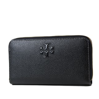 TORY BURCH THEA 浮雕LOGO荔枝紋拉鍊長夾-黑色/附活動卡夾 【美國正品現貨】