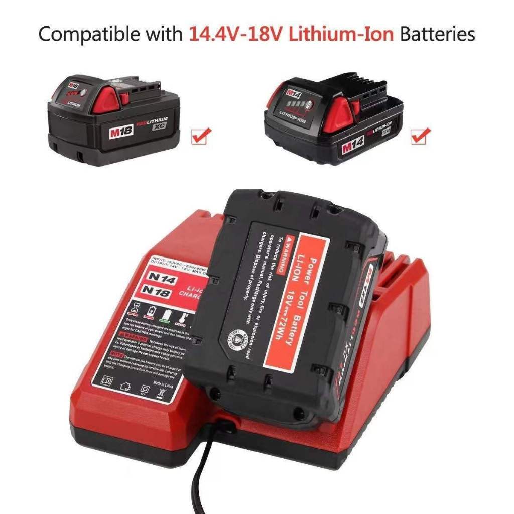 替代Milwaukee米沃奇18V電池充電器14v-18V鋰電池M18快速3A充電器