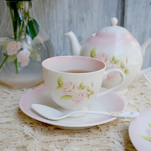 【現貨在台】🇯🇵日本製 imane 黛安娜玫瑰 陶瓷茶壺 杯盤組