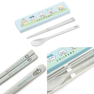♡松鼠日貨 ♡OSK 日本 正版 吉伊卡哇 Chiikawa 攜帶式 環保筷 筷子 湯匙 收納盒 餐具組