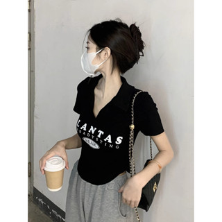 【西西比】Polo 短版上衣 女生衣服 辣妹上衣 短袖上衣 歐美上衣 夏天衣服 顯瘦上衣 美式復古上衣 t恤 女