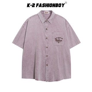 【K-2】INSERROR 刺繡LOGO 復古 工裝襯衫 水洗襯衫 口袋襯衫 短袖襯衫 水洗 襯衫 K2【HMC316】