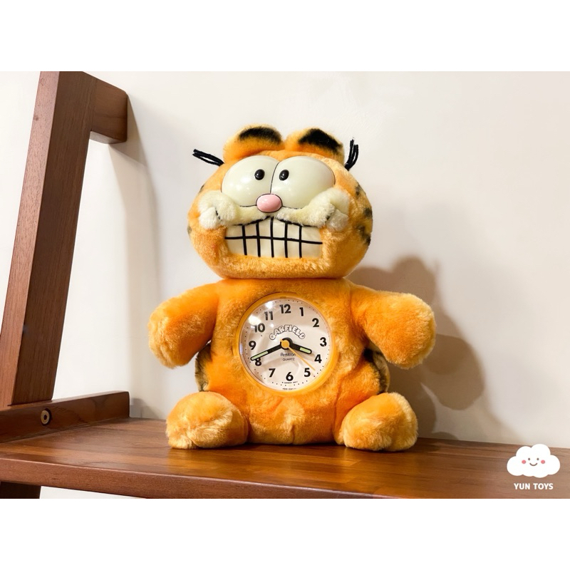 ［yuntoys] 1981年 加菲貓時鐘 老玩具 稀有 老物 復古 Garfield 古董 時鐘 童年 貓 娃娃