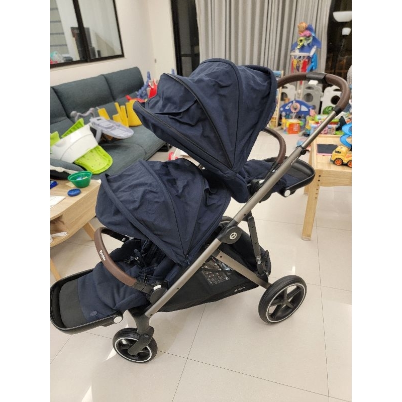 （二手）Cybex Gazelle S 雙人推車+第二座椅＋置物籃（雙胞胎/單人推車）高雄面交