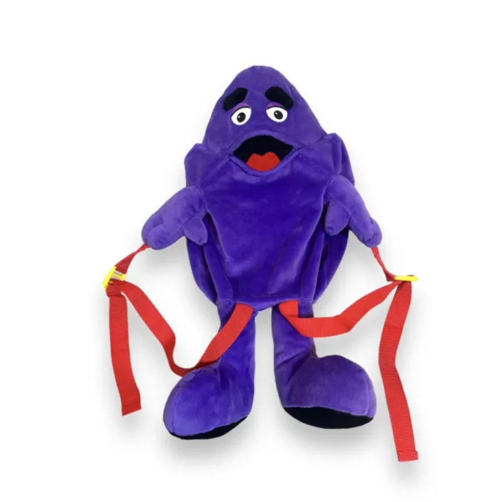 2001麥當勞奶昔大哥絨毛大頭背包幾乎全新快樂兒童餐grimace happy meal 麥當勞背包 麥當勞娃娃