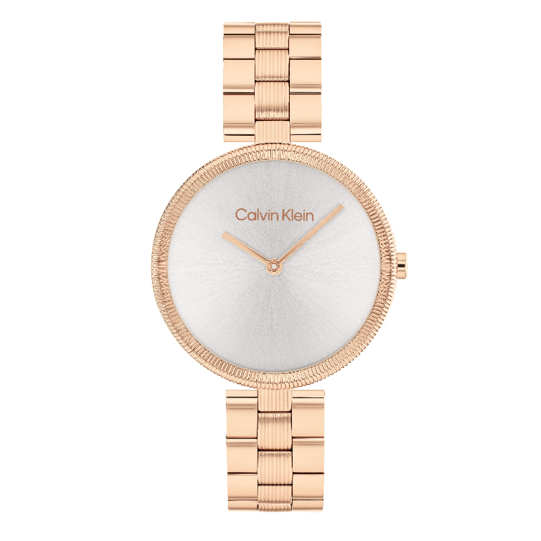 Calvin Klein原廠公司貨 | 玫瑰金色列 雙針極簡女錶 白面玫瑰金狂 不鏽鋼腕錶 CK25100013