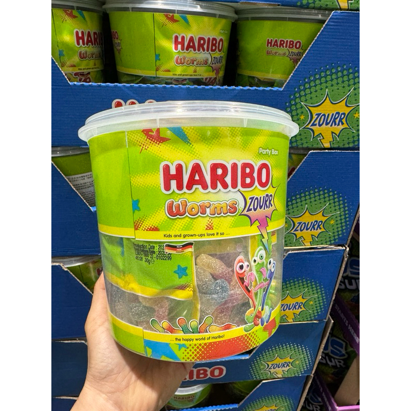 快速出貨～好事多代購～HARIBO 哈瑞寶酸甜彩色蟲蟲Q軟糖桶裝