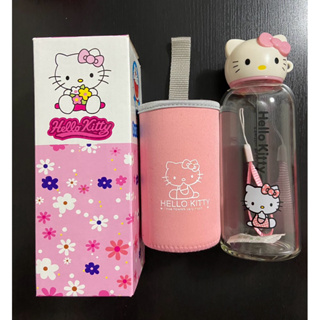 Hello Kitty 凱蒂貓 耐熱玻璃水瓶 附隔熱杯套