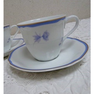 全新 日本皇家御用瓷器 日本則武 Noritake 咖啡杯碟一對 220ml 藍色花卉圖案 下午茶組 骨瓷杯 茶杯盤一組