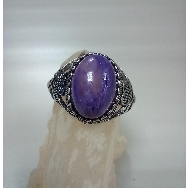 天然水晶 紫龍晶玉化大蛋面 復古戒拖 活圍 可調式戒指