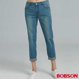 BOBSON 女款中腰輕薄寬鬆小直筒褲(8150-58)