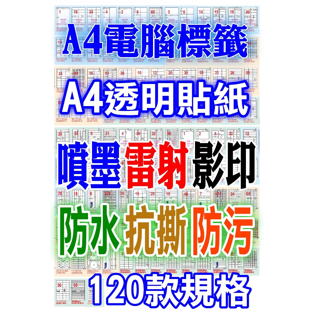 免運方案》A4透明貼紙電腦可列印噴墨、雷射、影印三用A4電腦標籤霧面透明貼紙三用防水貼紙列印貼紙透明標籤多用途標籤