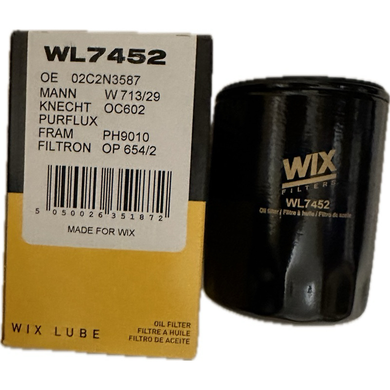 WIX 機油芯 WL7452 JAGUAR S-TYPE XF XJ XJR XK XKR XK8 4.2 V8 引擎