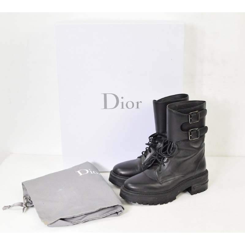 Dior迪奧經典牛皮高筒靴/長靴/機車靴/中筒靴