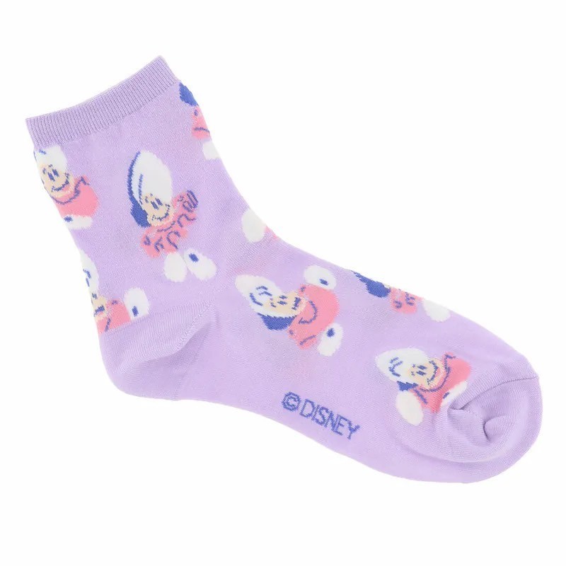 現貨 日本 迪士尼 牡蠣寶寶 可愛滿版大頭襪子 短襪 愛麗絲 愛麗絲夢遊仙境 淺紫