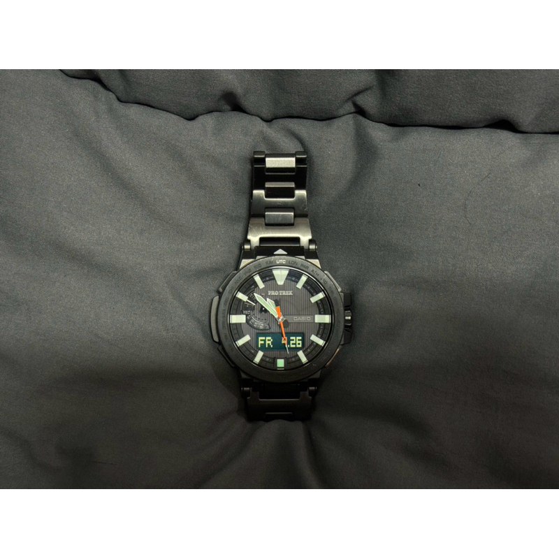 CASIO PROTREK  PR-8000VT+GPW-2000鈦黑灰色-鈦合金錶體錶帶
