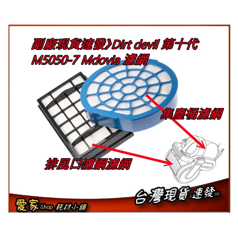 排風口濾網濾網 +集塵筒濾網 適dirt devil 第十代 M5050-7 Mdovia 吸塵器