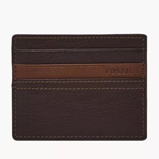 FOSSIL 信用卡夾 卡套 真皮皮革 名片夾 卡片夾 咖啡色(現貨)